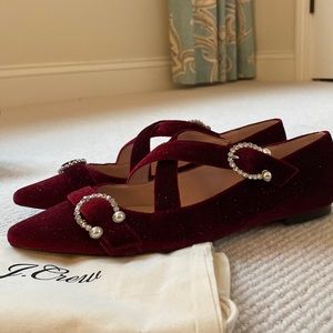 J Crew sparkle velvet flats
